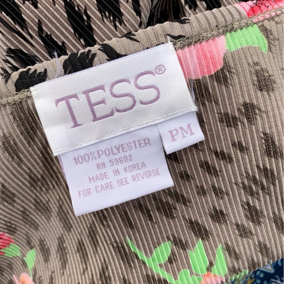 Vintage TESS Ribbed Leopard Dalmatian Vibrant Bright Floral Pattern Cardigan - Picture 5 of 15